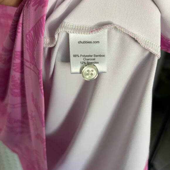Chubbies Polo Pink Palm Leaf Performance Stretch Golf - Men's M - Picture 4 of 6